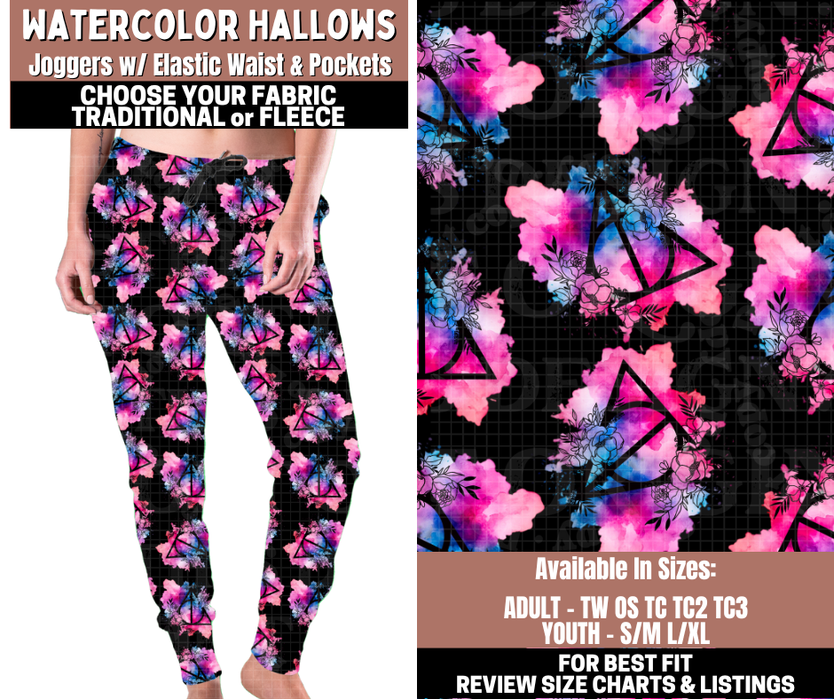 Preorder! Closes 11/3. ETA Jan. Watercolor Hallows Joggers Choose Fleece or Traditional
