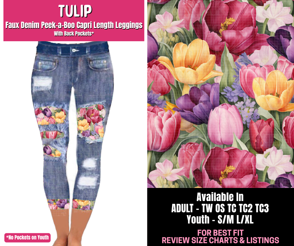 Preorder! Closes 1/1. ETA March. Tulip Capri Faux Denim Peekaboo