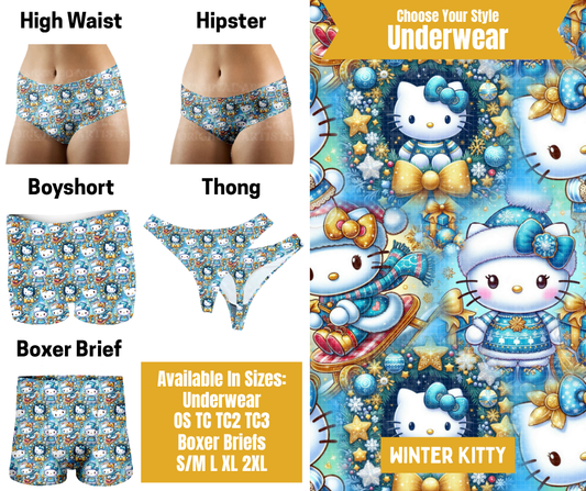 Preorder! Closes 10/28. ETA Jan. Winter Kitty Hipster, High Waist, Boyshort, & Thong Underwear & Boxer Briefs