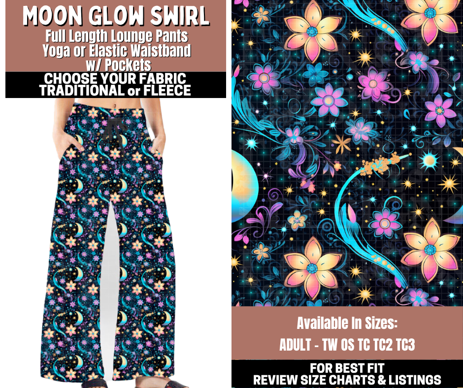 Preorder! Closes 11/3. ETA Jan. Moon Glow Swirl Lounge Pants Choose Fleece or Traditional