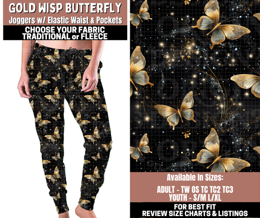 Preorder! Closes 11/3. ETA Jan. Gold Wisp Butterfly Joggers Choose Fleece or Traditional