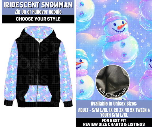 Preorder! Closes 10/30. ETA Jan. Iridescent Snowman Zip-Up or Pullover Hoodie