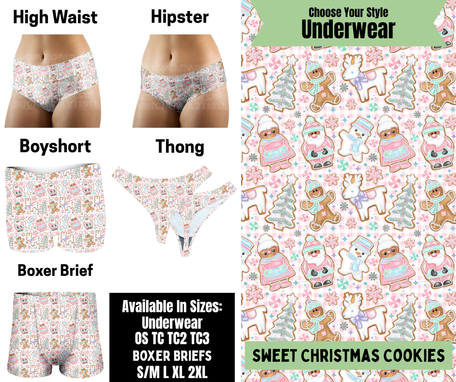 Preorder! Closes 8/25. ETA Nov. Sweet Christmas Cookies Hipster, High Waist, Boyshort, & Thong Underwear & Boxer Briefs