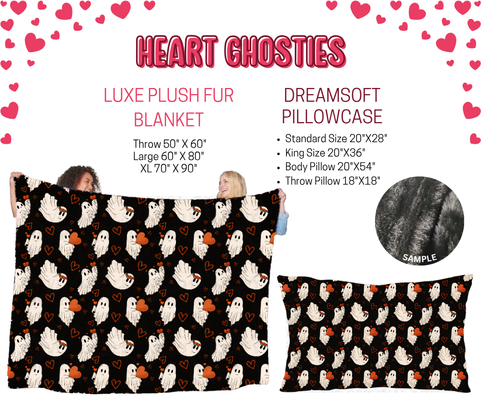 Preorder! Closes 11/17. ETA Jan. Heart Ghosties Luxe Plush Fur Blanket and/or DreamSoft Pillowcase