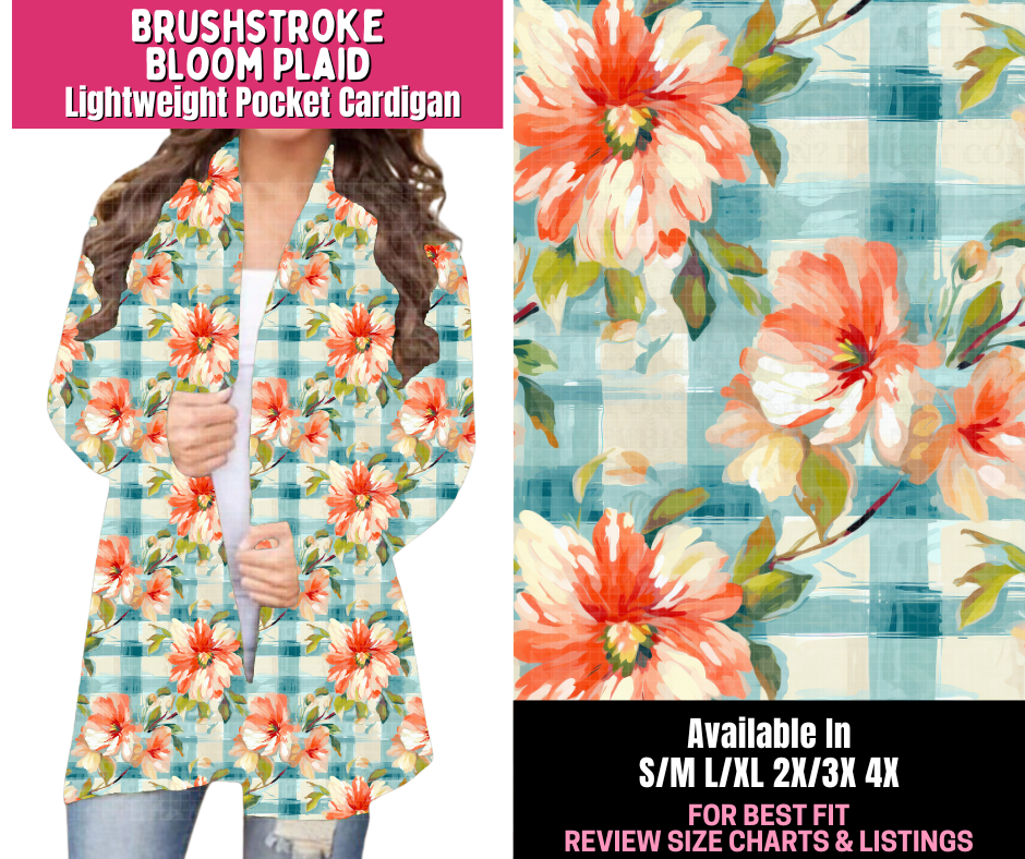Preorder! Closes 1/1. ETA March. Brushstroke Bloom Plaid Pocket Cardigan