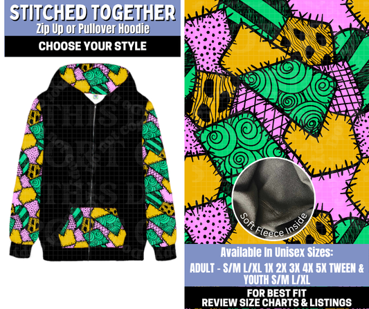 Preorder! Closes 10/30. ETA Jan. Stitched Together Zip-Up or Pullover Hoodie