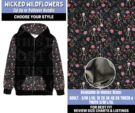 Preorder! Closes 10/30. ETA Jan. Wicked Wildflowers Zip-Up or Pullover Hoodie
