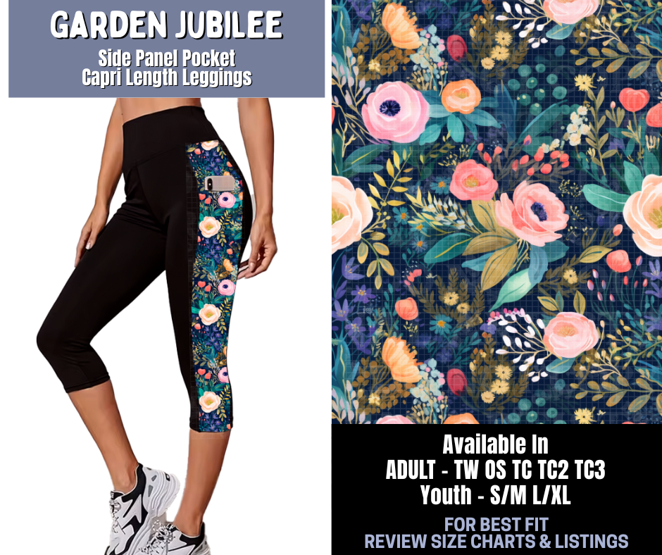 Preorder! Closes 1/8. ETA March. Garden Jubilee Side Panel Pocket Capri Length Leggings
