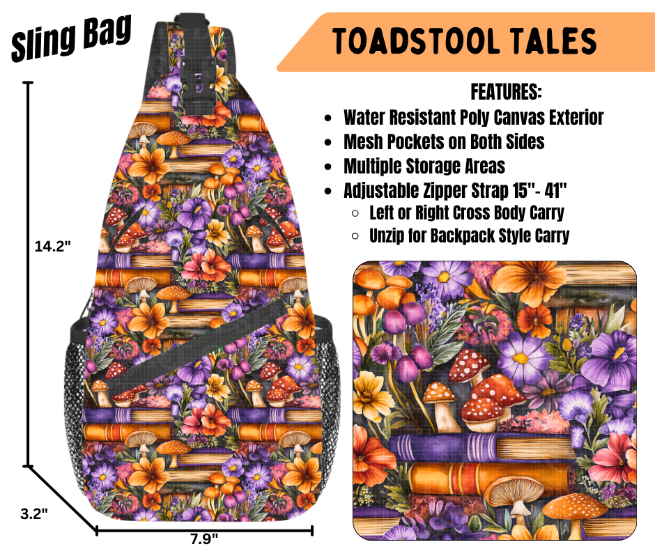 Preorder! Closes 6/22. ETA Sept. Toadstool Tales Sling Bag