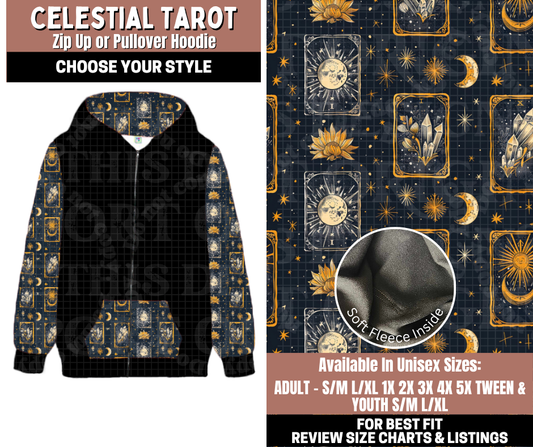 Preorder! Closes 11/3. ETA Jan. Celestial Tarot Zip-Up or Pullover Hoodie