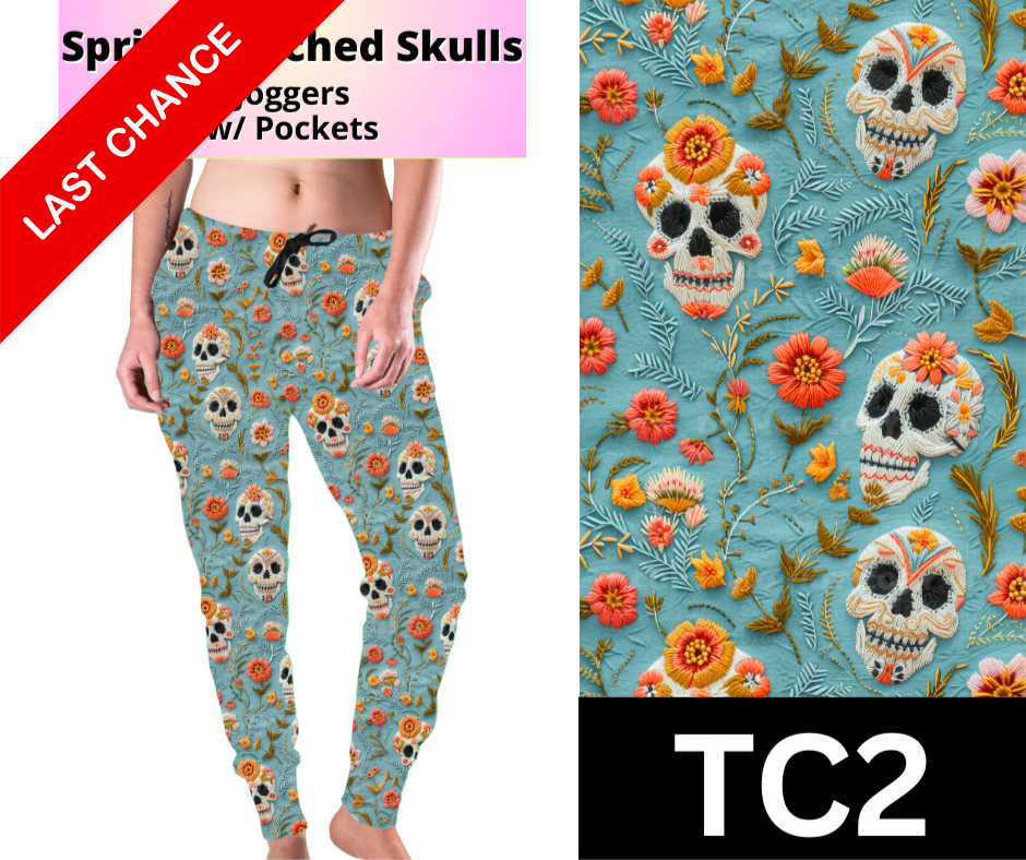 Spring Stitched Skulls Joggers