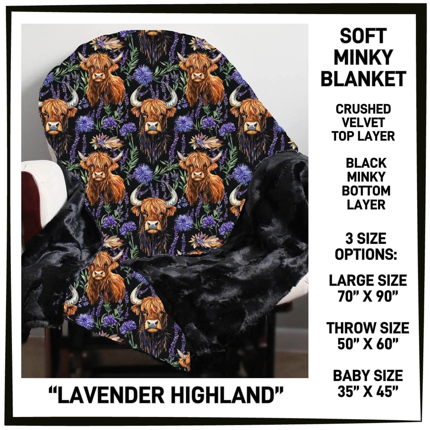 MI8B - Lavender Highland Minky Blanket - Preorder Closing 7/15 ETA: Late Sept