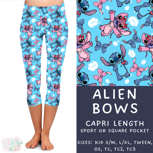 Ready to Ship - Alien Bows Capri Length Leggings - OS Square Pocket