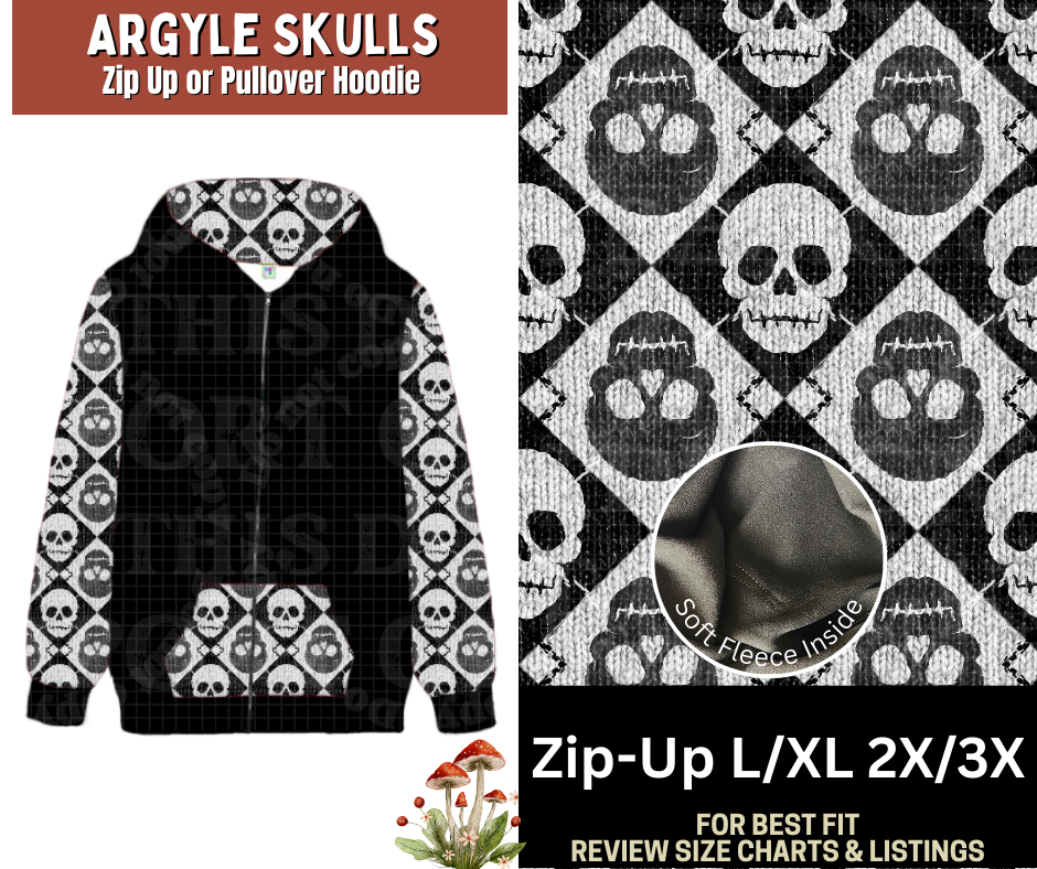 Argyle Skulls Zip-Up Hoodie