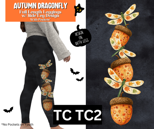 Autumn Dragonfly Full Length Leggings w/ Side Leg Designs
