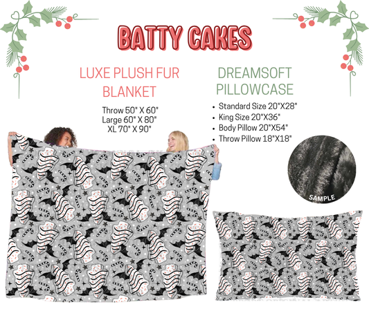 Preorder! Closes 9/3. ETA Dec. Batty Cakes Luxe Plush Fur Blanket and/or DreamSoft Pillowcase