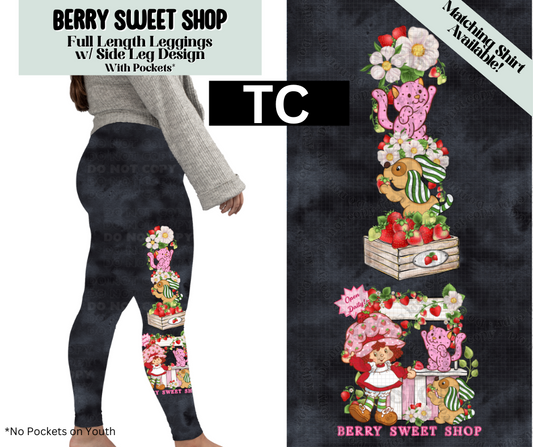Berry Sweet Shop Full Length Leggings w/ Side Leg Designs