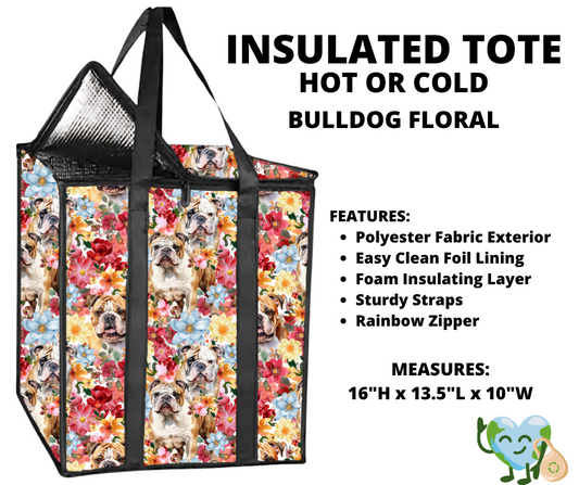 Bulldog Floral Insulated Tote