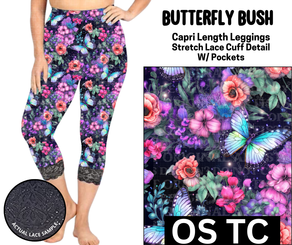 Butterfly Bush Lace Cuff Capris w/ Pockets