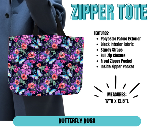 Butterfly Bush Zipper Tote