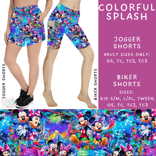 Batch #360 - Magical Faves 13 - Closes 6/23 - ETA late August - Colorful Splash Biker & Jogger Shorts