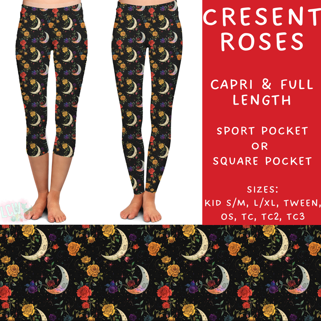 Ready To Ship - Cresent Roses Capri Length Leggings