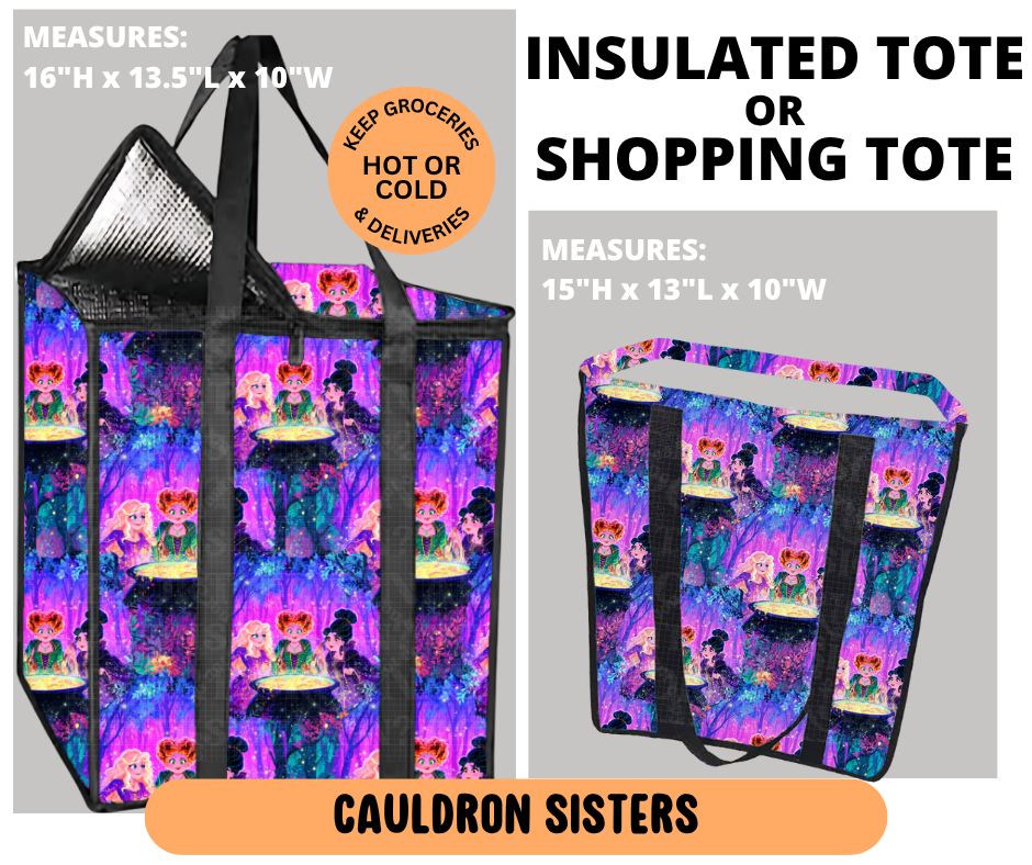 Preorder! Closes 6/29. ETA Sept. Cauldron Sisters Shopping & Insulated Tote