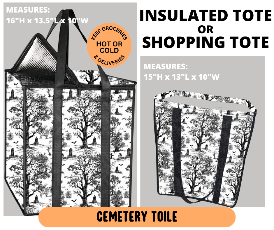 Preorder! Closes 6/29. ETA Sept. Cemetery Toile Shopping & Insulated Tote