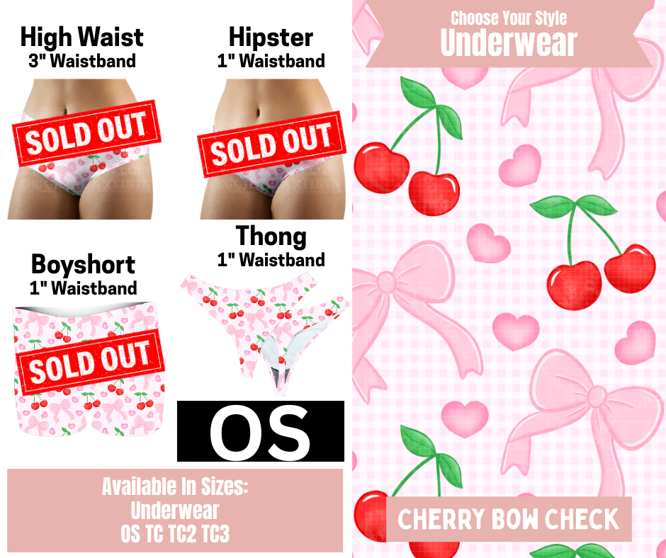 Cherry Bow Check Thong Underwear