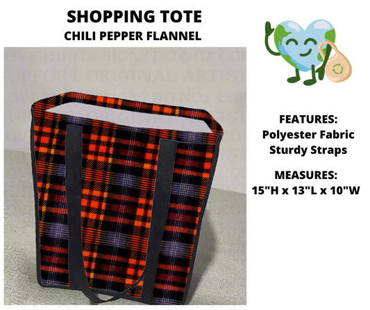 Chili Pepper Flannel Shopping Tote