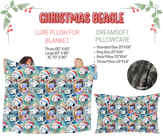 Preorder! Closes 9/3. ETA Dec. Christmas Beagle Luxe Plush Fur Blanket and/or DreamSoft Pillowcase