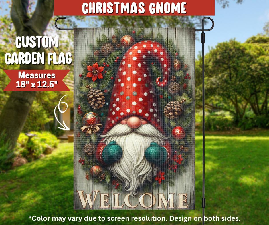 Christmas Gnome Garden Flag
