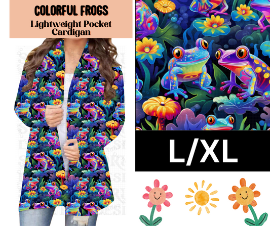 Colorful Frogs Pocket Cardigan