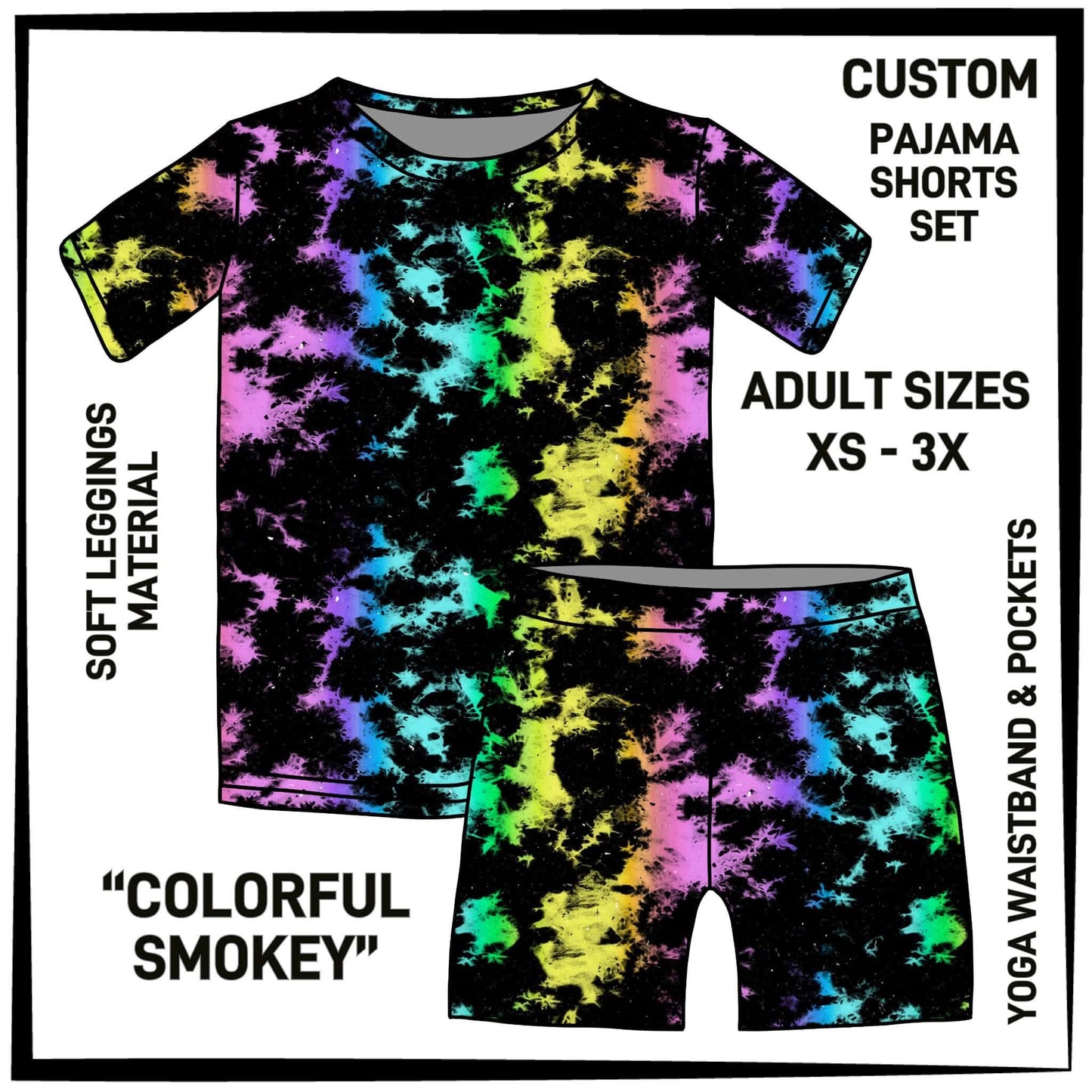 PS1S - Colorful Smokey Pajamas Top & Shorts Set - Preorder Closing 7/1 ETA: Late Aug