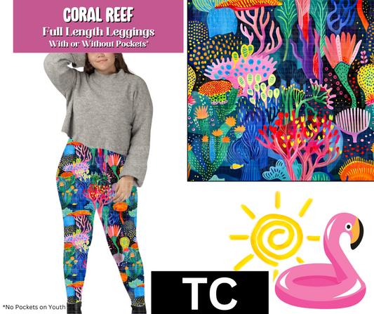 Coral Reef Full Length Leggings w/ Pockets