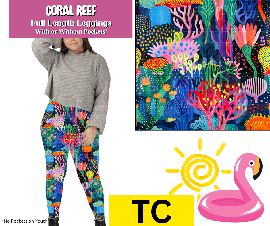 Coral Reef Full Length Leggings w/ Pockets