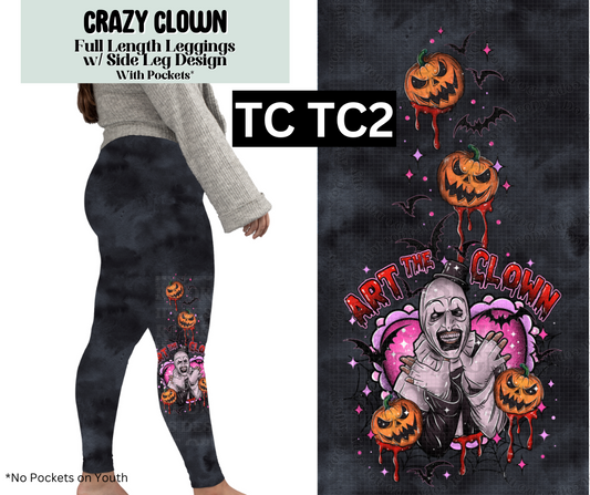 Crazy Clown Full Length Leggings w/ Side Leg Designs