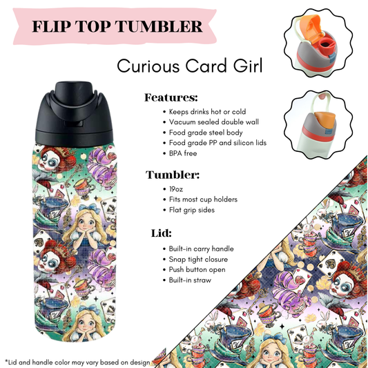 Curious Card Girl Flip Top Tumbler