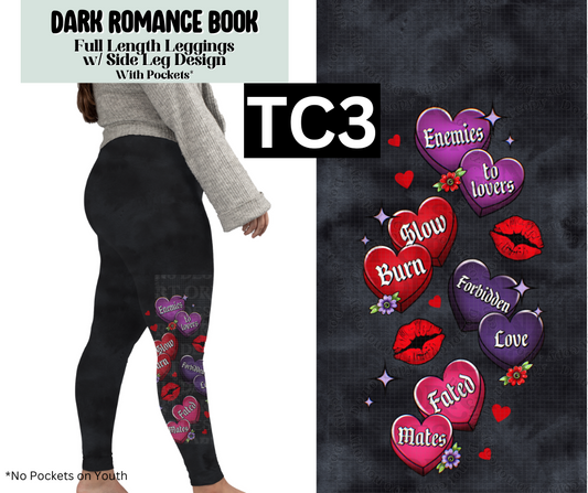 Dark Romance Book Full Length Leggings w/ Side Leg Designs