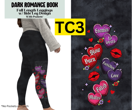 Dark Romance Book Full Length Leggings w/ Side Leg Designs
