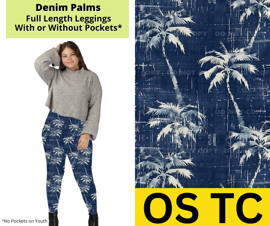 Denim Palms Full Length Leggings w/ Pockets