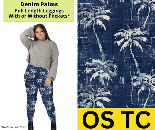 Denim Palms Full Length Leggings w/ Pockets