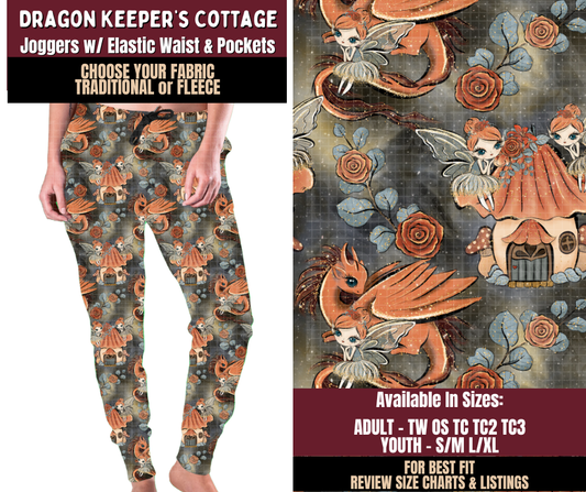 Preorder! Closes 7/22. ETA Oct. Dragon Keeper's Cottage Joggers Choose Fleece or Traditional