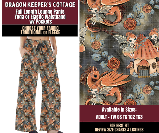 Preorder! Closes 7/22. ETA Oct. Dragon Keeper's Cottage Lounge Pants Choose Fleece or Traditional