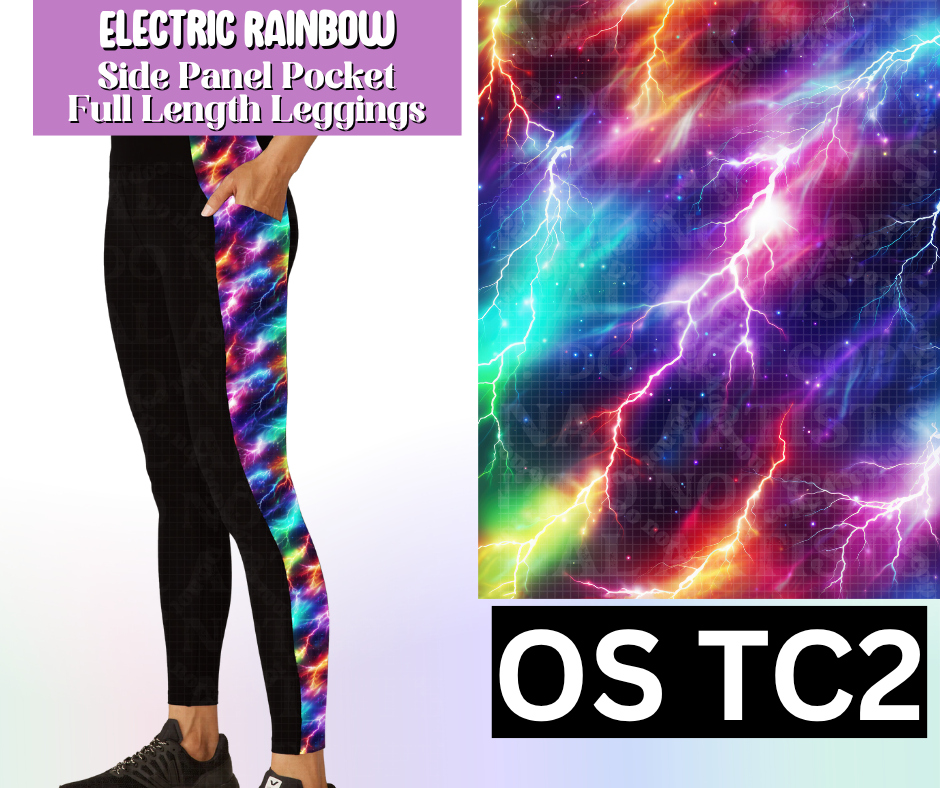 Electric Rainbow Side Panel Pocket Full Length Leggings