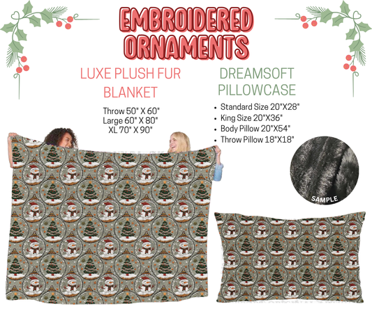Preorder! Closes 9/3. ETA Dec. Embroidered Ornaments Luxe Plush Fur Blanket and/or DreamSoft Pillowcase