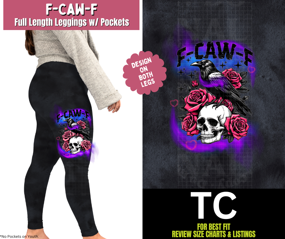 F-Caw-F Watercolor Full Length Leggings w/ Side Leg Designs