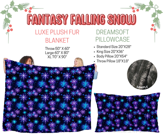 Preorder! Closes 9/3. ETA Dec. Fantasy Falling Snow Luxe Plush Fur Blanket and/or DreamSoft Pillowcase