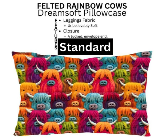 Felted Rainbow Cows Dreamsoft Pillowcase