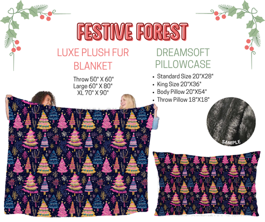 Preorder! Closes 9/3. ETA Dec. Festive Forest Luxe Plush Fur Blanket and/or DreamSoft Pillowcase